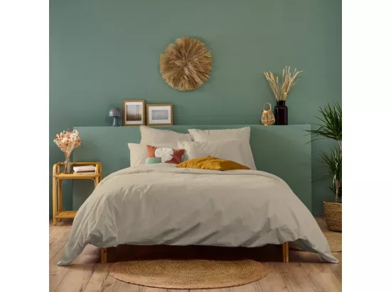 Parure de lit unie 100% Percale de coton - Lin - 140x200cm