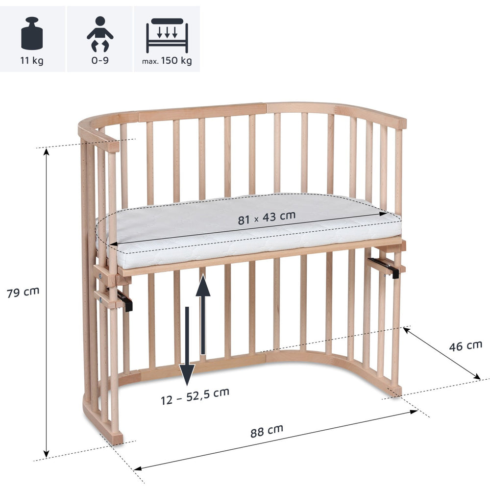 Køb babybay® Bedside Crib Natural Ubehandlet Original Co-Sleeper Babyseng