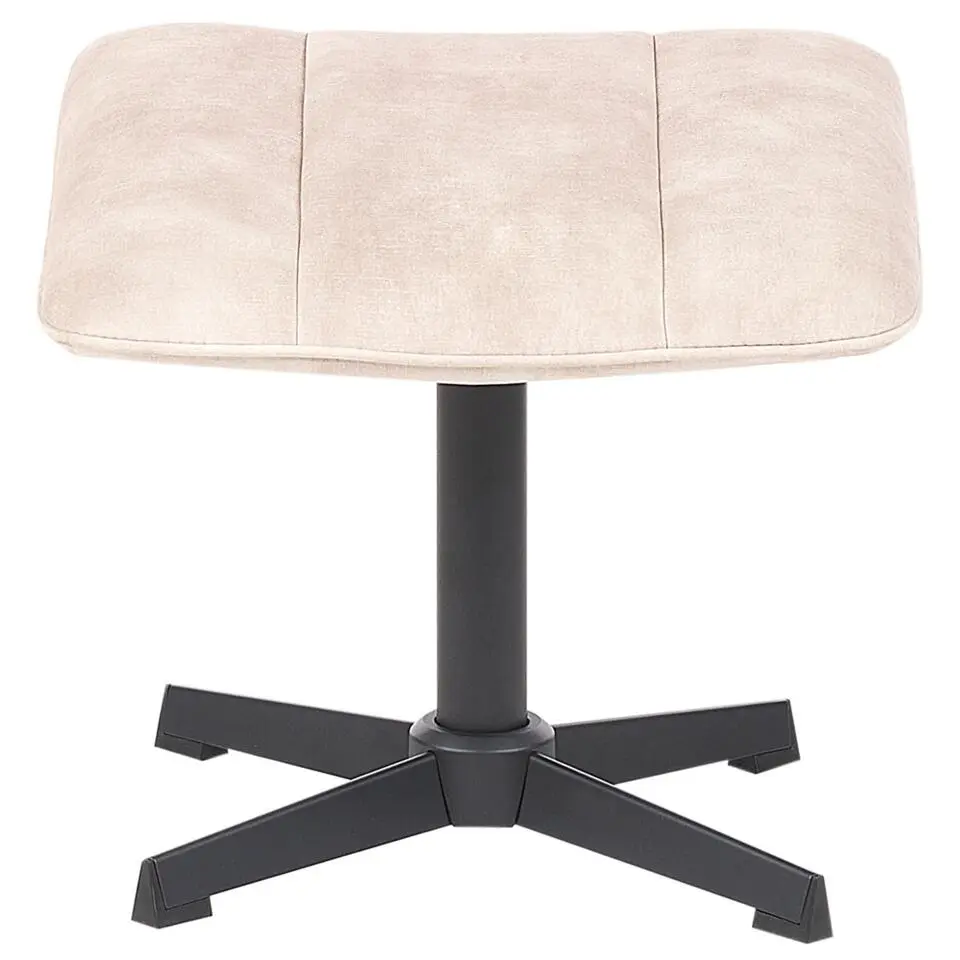 LIA - Fauteuil met hocker - Beige - Fluweel