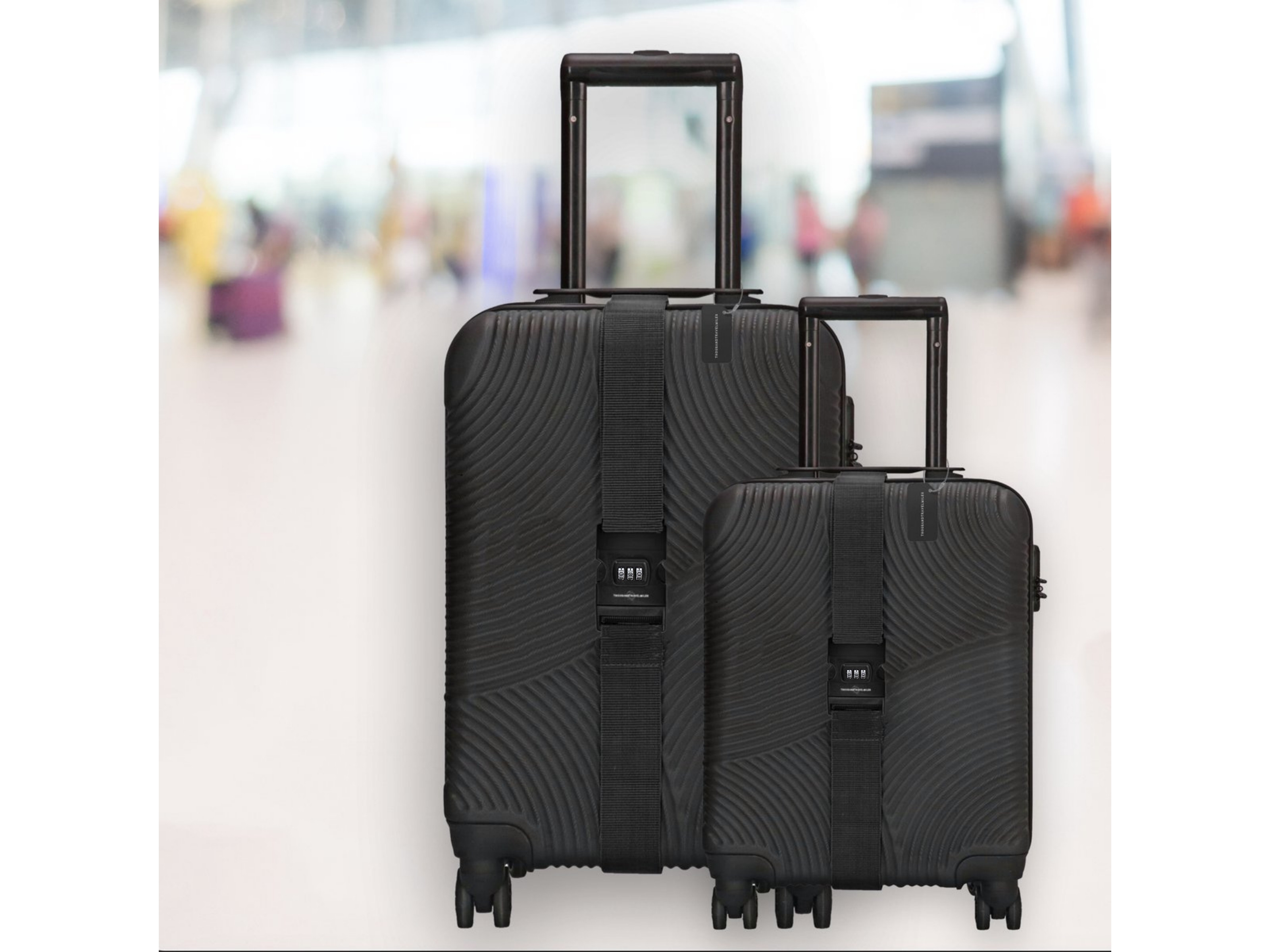 Thousandtravelmiles 2 kofferriemen en 2 bagagelabels - Black