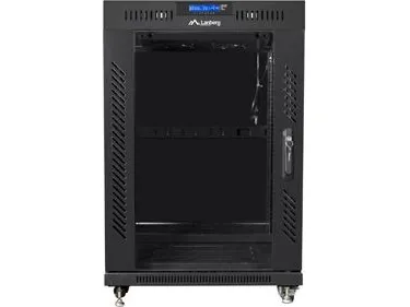 Lanberg - Rack kabinet - med 4 køleblæsere, display - sort, RAL 9004 - 15U - 19