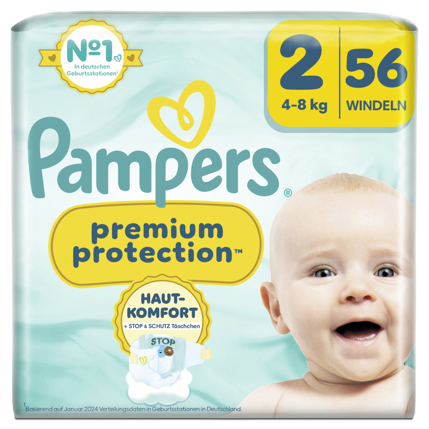 Pampers Premium Protection Grösse.2 Mini 4-8 kg 56 Windeln