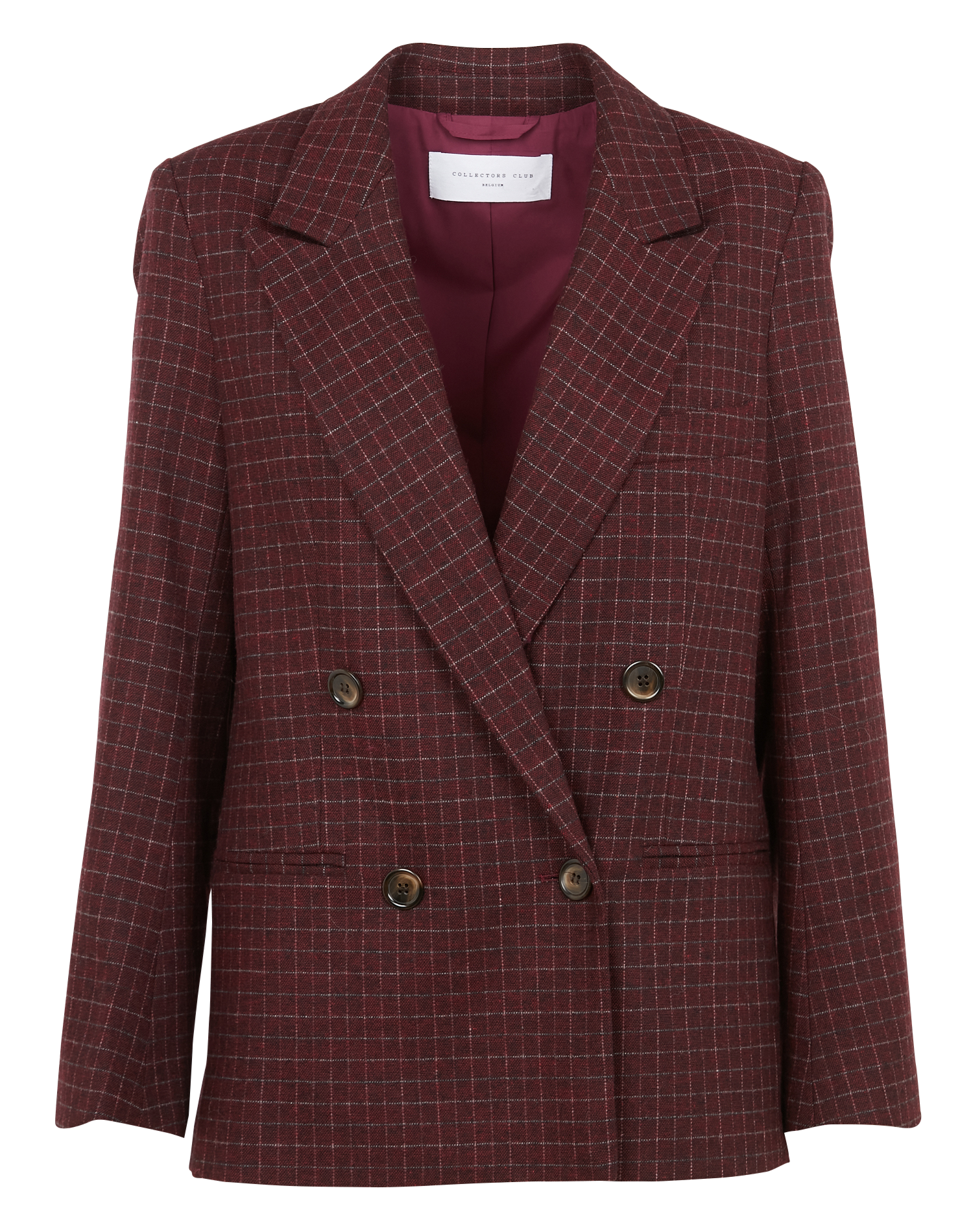 JEROME - Veste col tailleur à carreaux en laine mélangée| Rouge