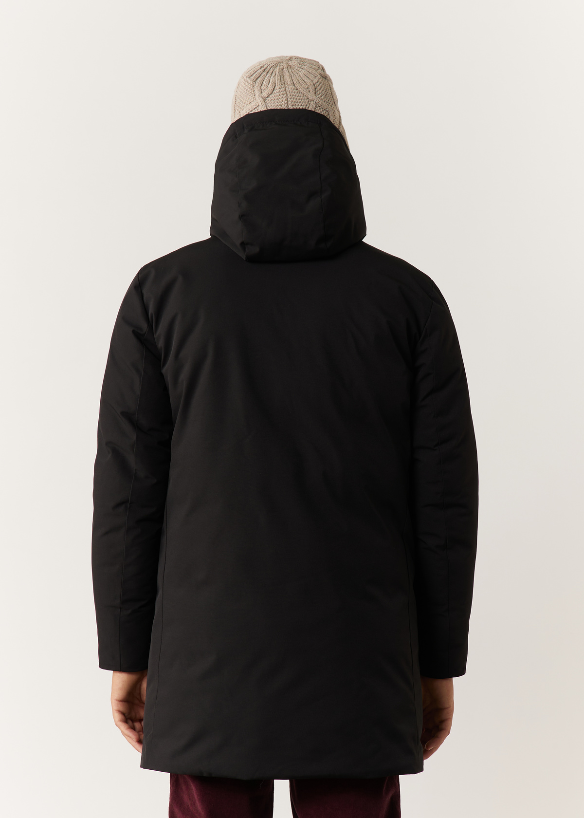 Parka unie noire à capuche