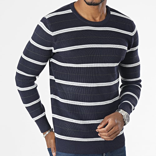 Pull A Rayures Bleu Marine