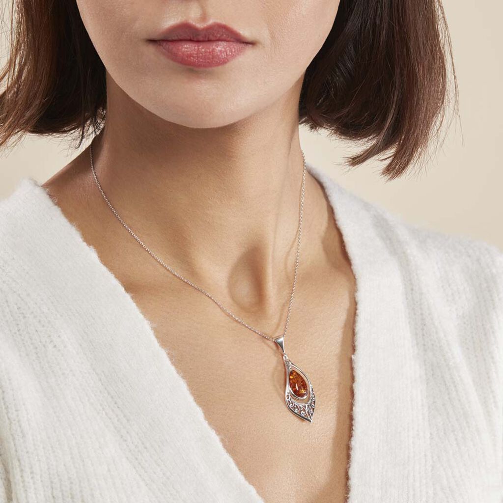 Collier Argent Blanc Doralyn Ambre