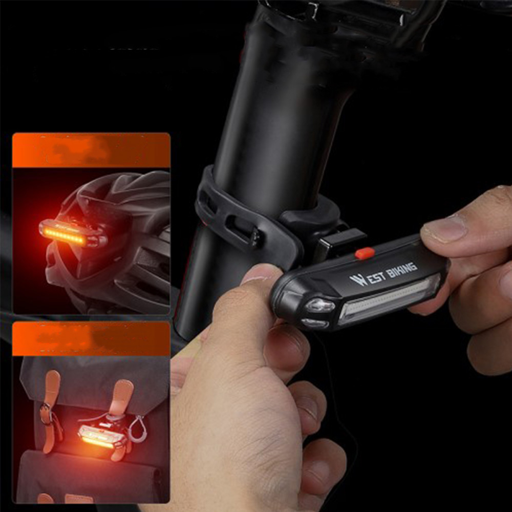 500mAh Wiederaufladbares USB Fahrrad Rücklicht Velo LED Warnlicht mit 3 Farben - Blau / Rot / Weiss