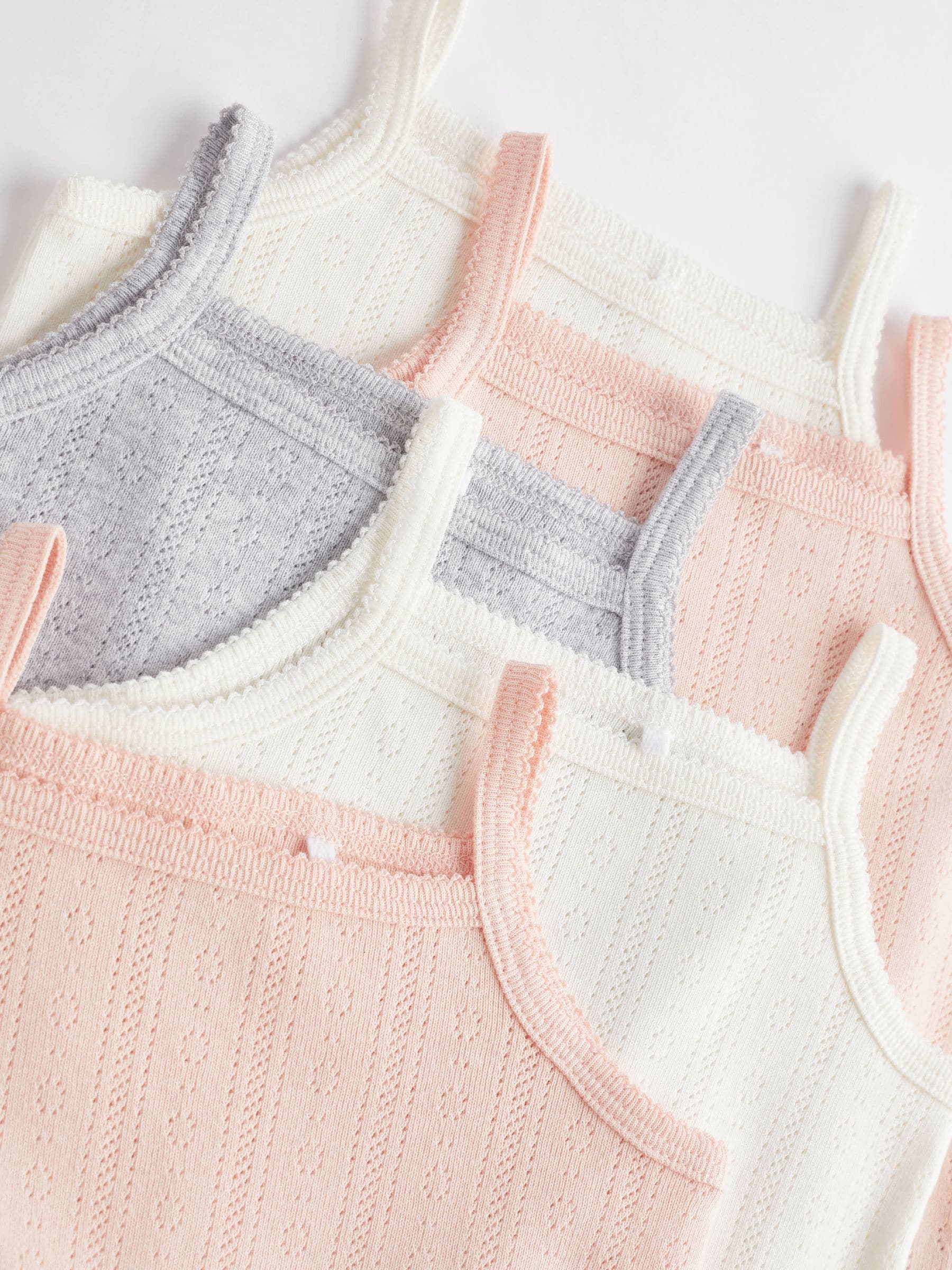 Lichtroze - 5 Pack Vest Pointelle Baby Bodysuits