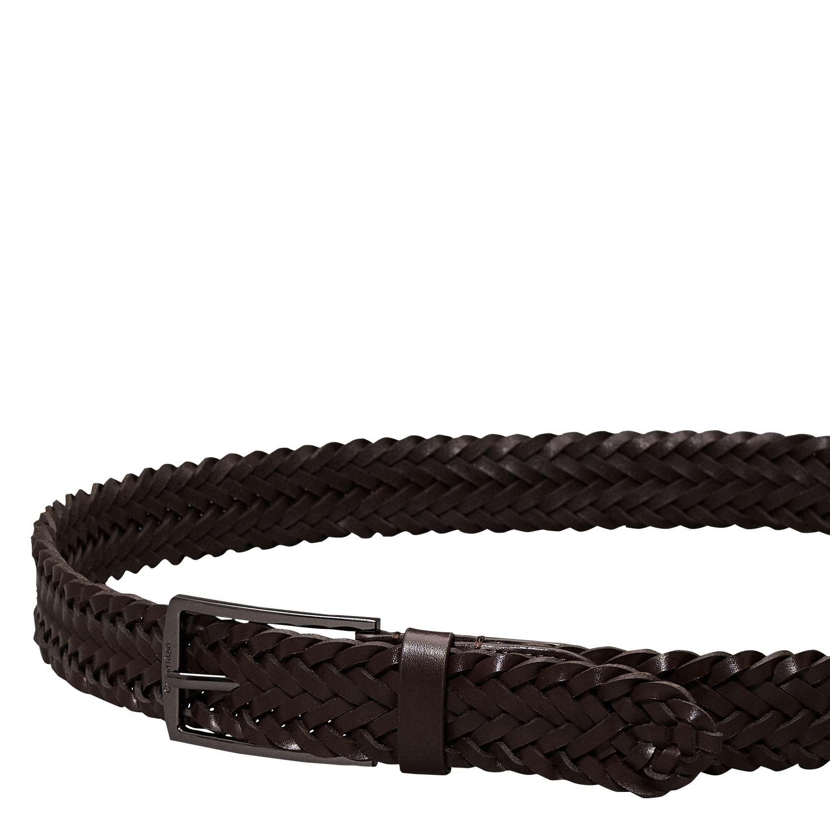 Ceinture en cuir tressé | Marron