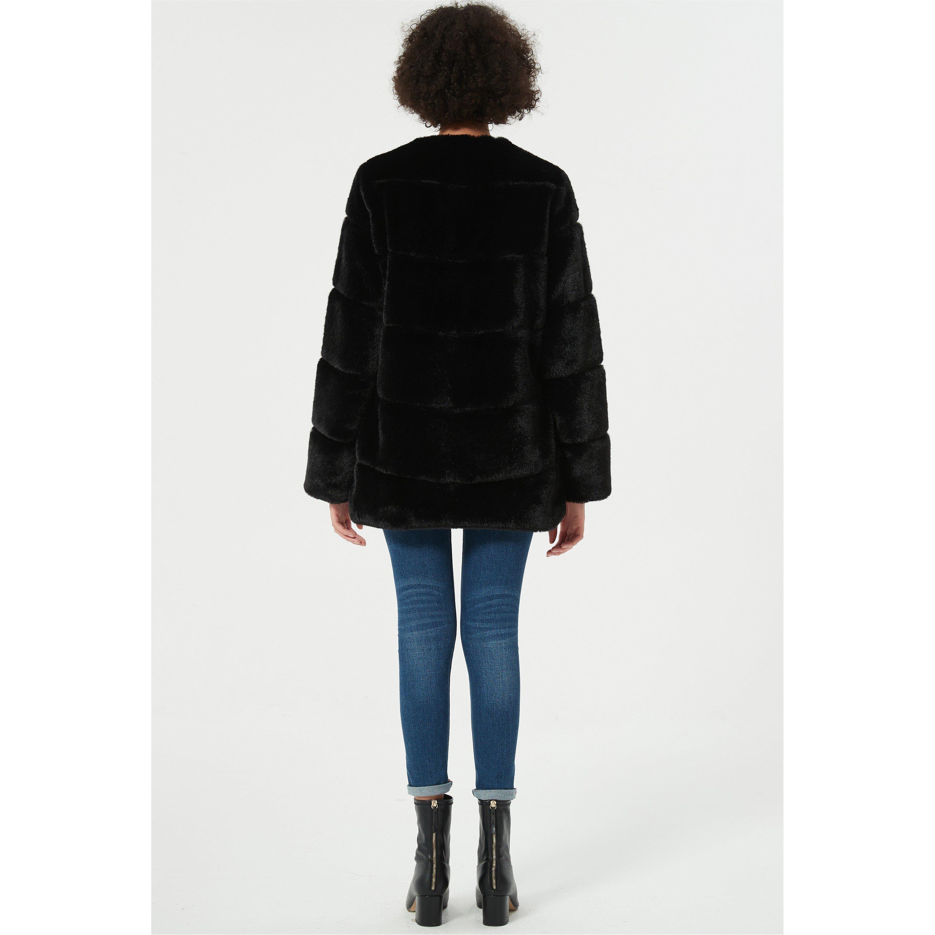 Be You B Faux Fur Panel Coat