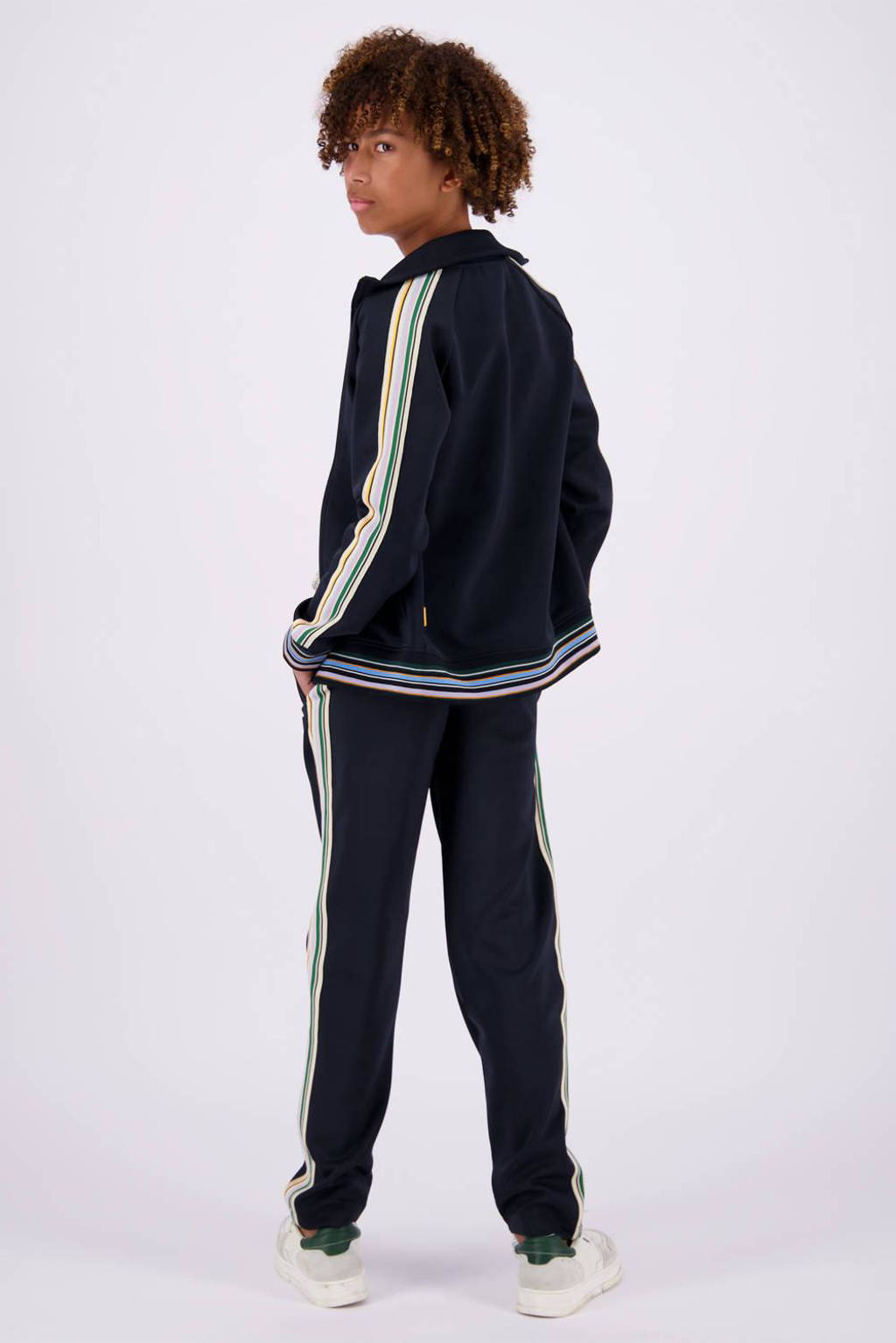 Vingino regular fit joggingbroek Sowin met zijstreep zwart/zand