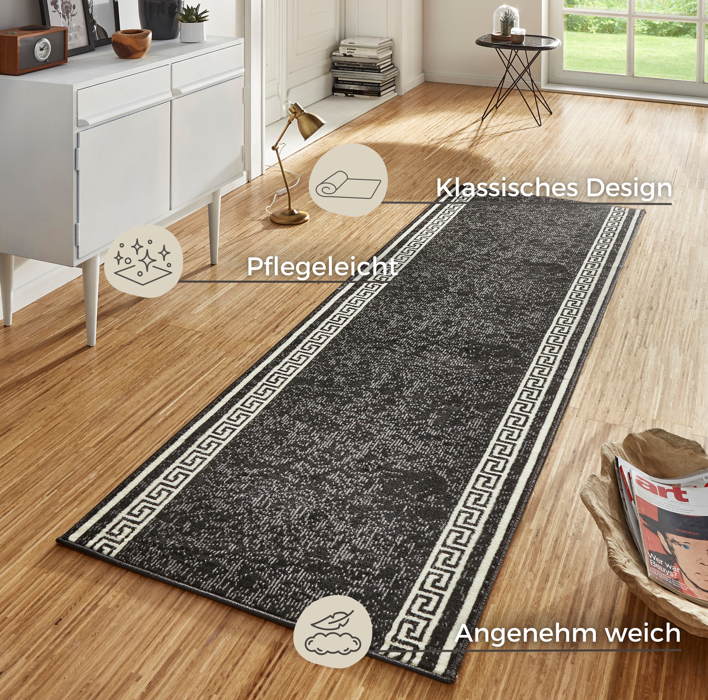 HANSE Home Läufer »Casa« rechteckig 9 mm Höhe Kurzflor, Weich, Teppichläufer, Bordüre, Teppich, Küche, Flur, Muster