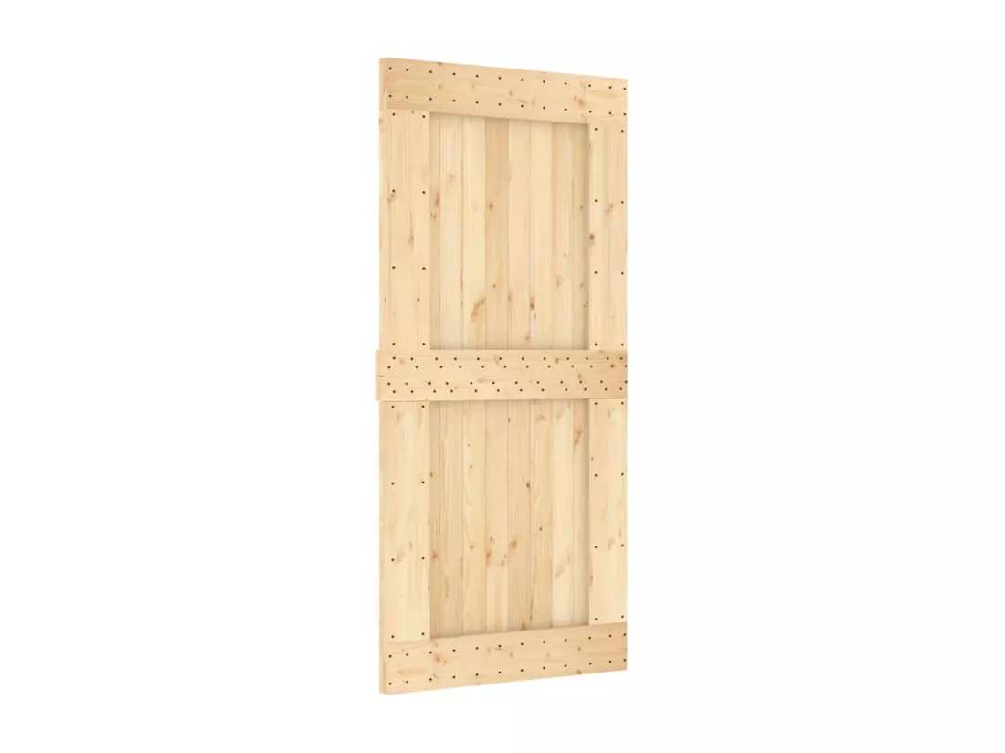 Porte coulissante et kit de quincaillerie 95x210 cm pin massif