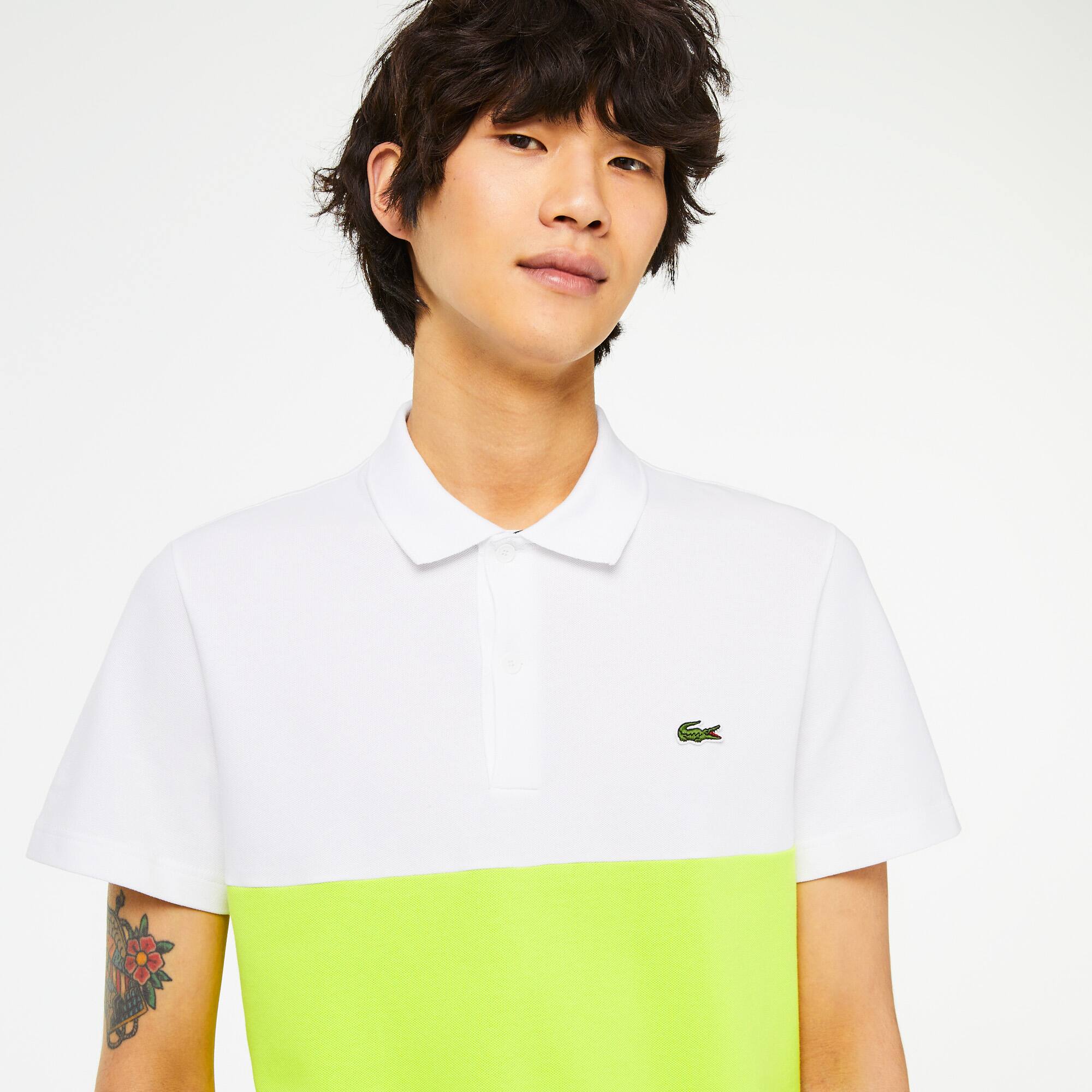 Herren LACOSTE Poloshirt aus Baumwoll-Piqué mit Colorblock Kurze Ärmel - Weiss - Lacoste - Herren