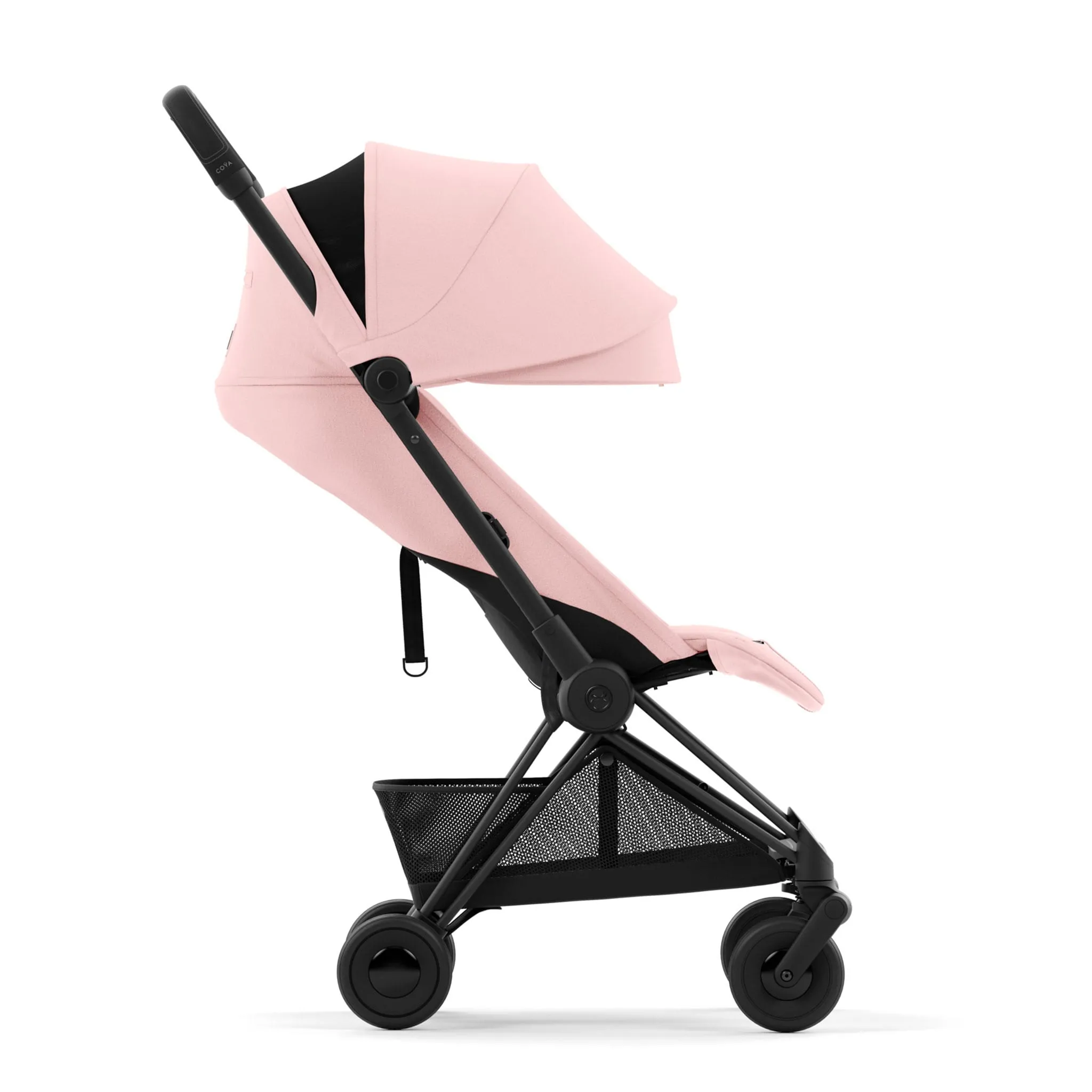 Cybex Poussette Coya - Cadre noir mat avec siège rose pêche
