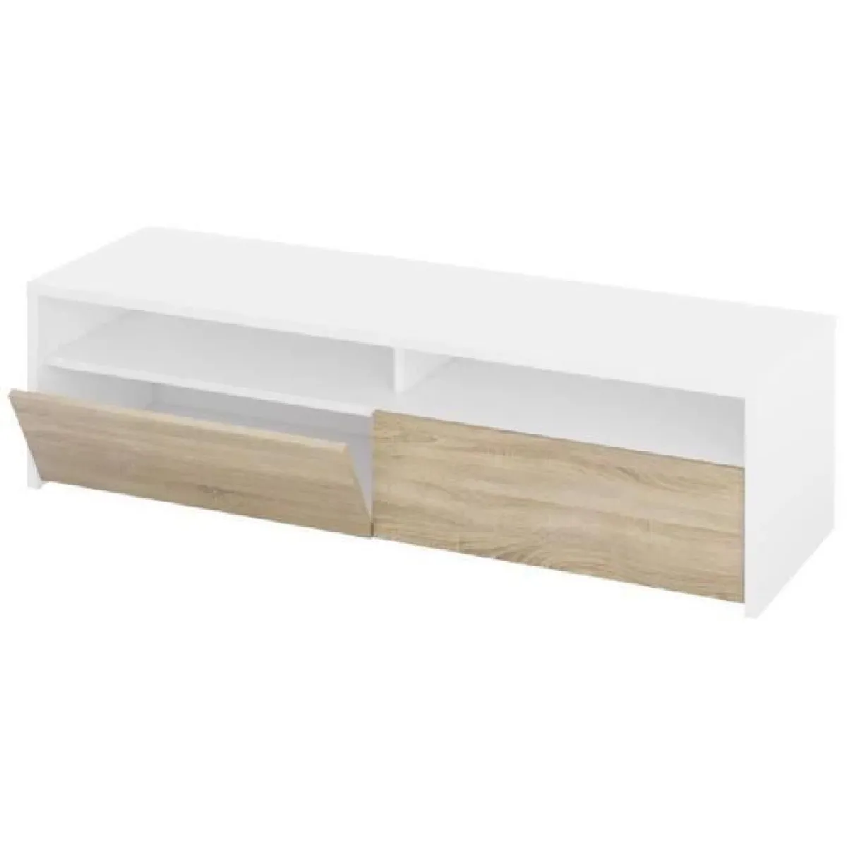 Alter - Meuble TV avec Compartiments Blanc et Chêne