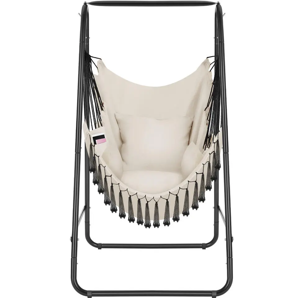 tectake Hangstoel Alison, boho-stijl, draagkracht 160kg, Beige
