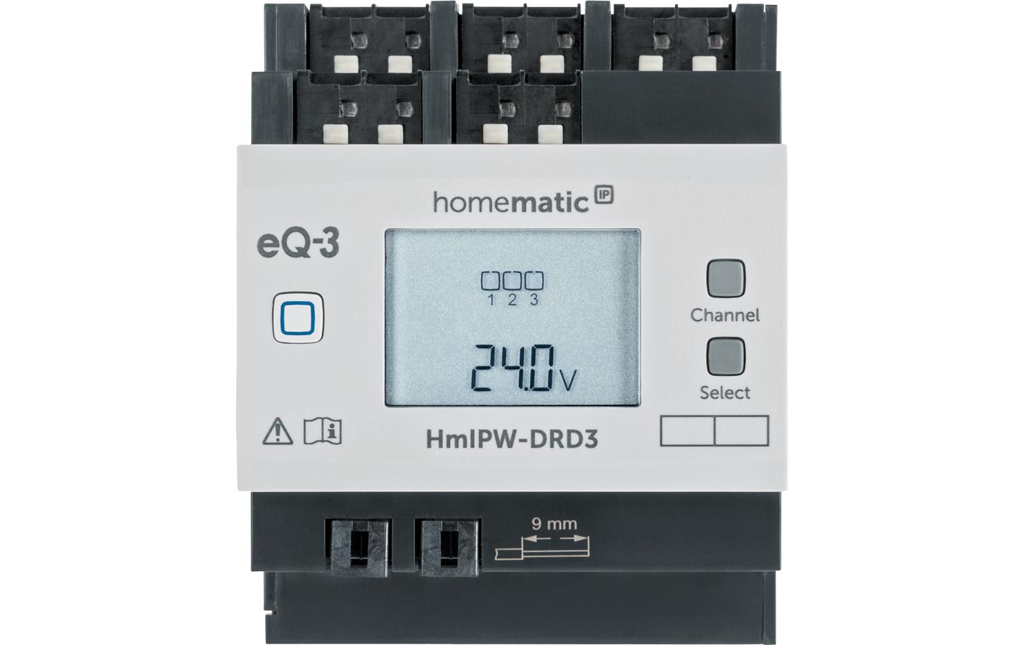 Smart Home Wired Dimmaktor 3-fach<br>Dimmen angeschlossener Leuchten über drei unabhängige Kanäle – HmIPW-DRD3
