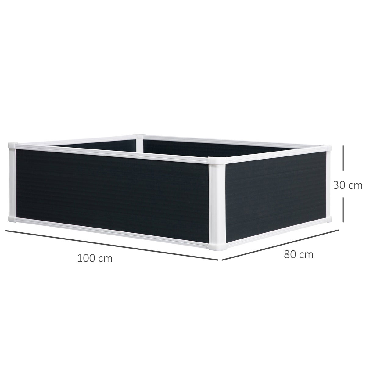 Outsunny Verhoogd Tuinbed, 100L x 80B x 30H cm, Kunststof, Grijs