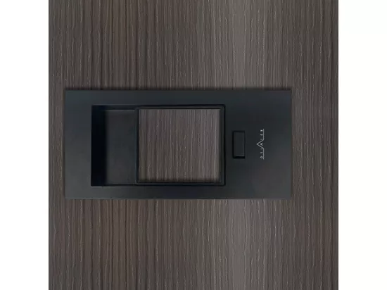 Bloc-porte pose fin de chantier collection Premium Miro avec poignée Exclusive noire, H.204 x l.83 cm, aspect chêne cendré, réversible
