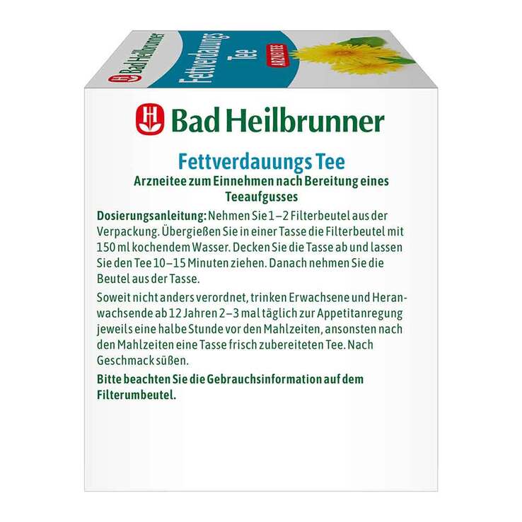 Bad Heilbrunner Tee Fettverdauung Filterbeutel, 8X1.8 g