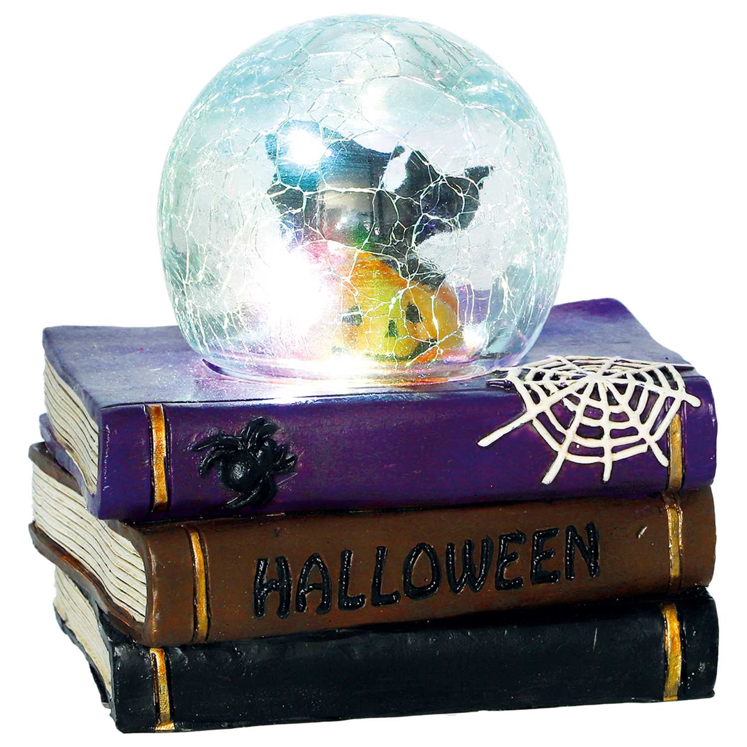 novooo Deko Buch LED Kugel m. Katze 13x12cm