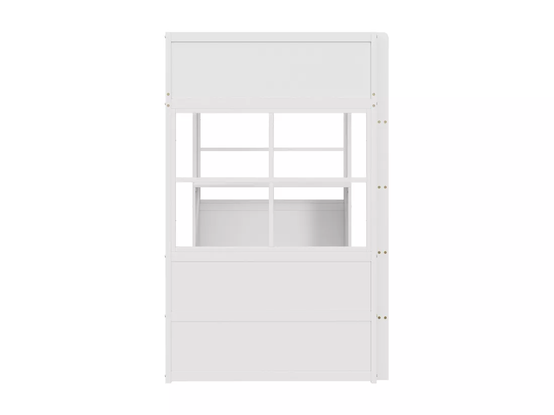 Lit mezzanine 90 x 200 cm avec avec bureau & échelle - bois MDF - blanc (sans matelas)
