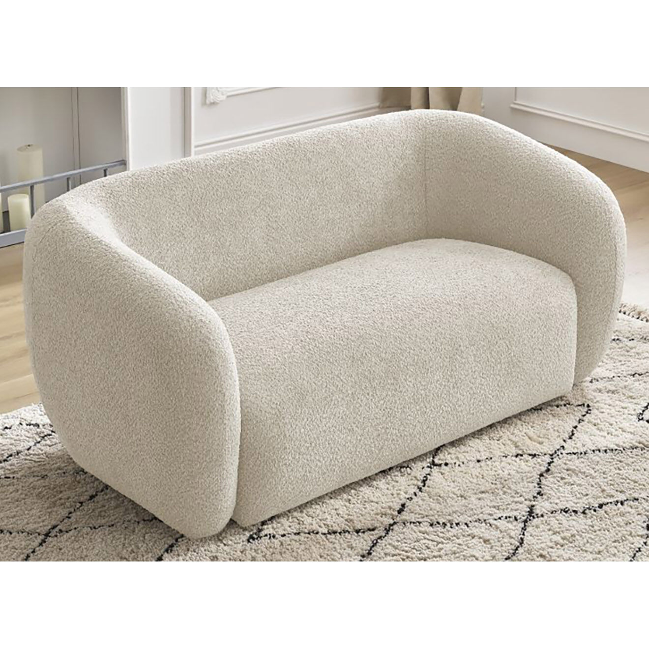Bobochic Canapé 2 places celine bouclette beige - 160x87x70 cm