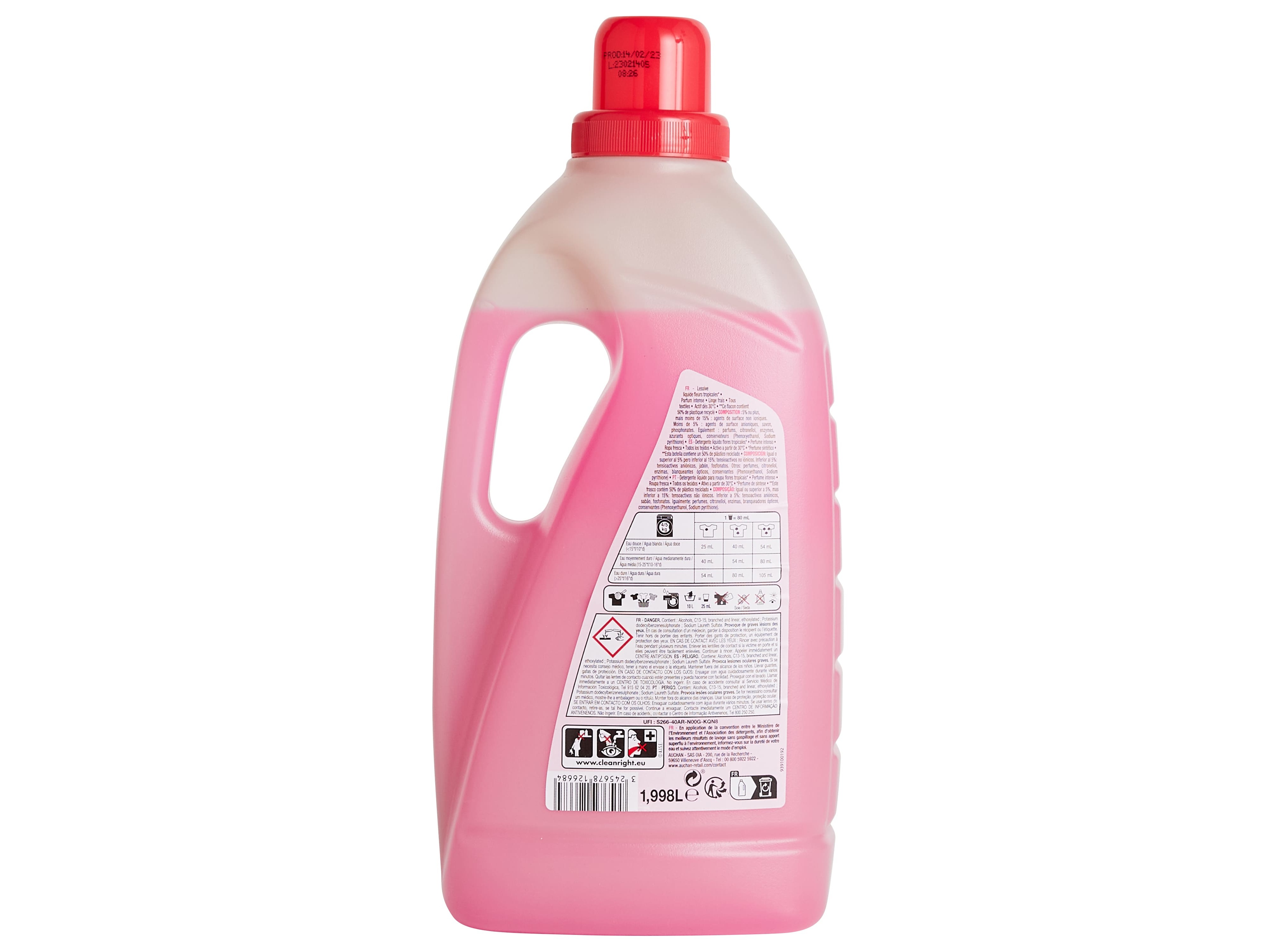 DETERGENTE ROUPA MÁQUINA LÍQUIDO AUCHAN FLORES TROPICAIS 37 DOSES