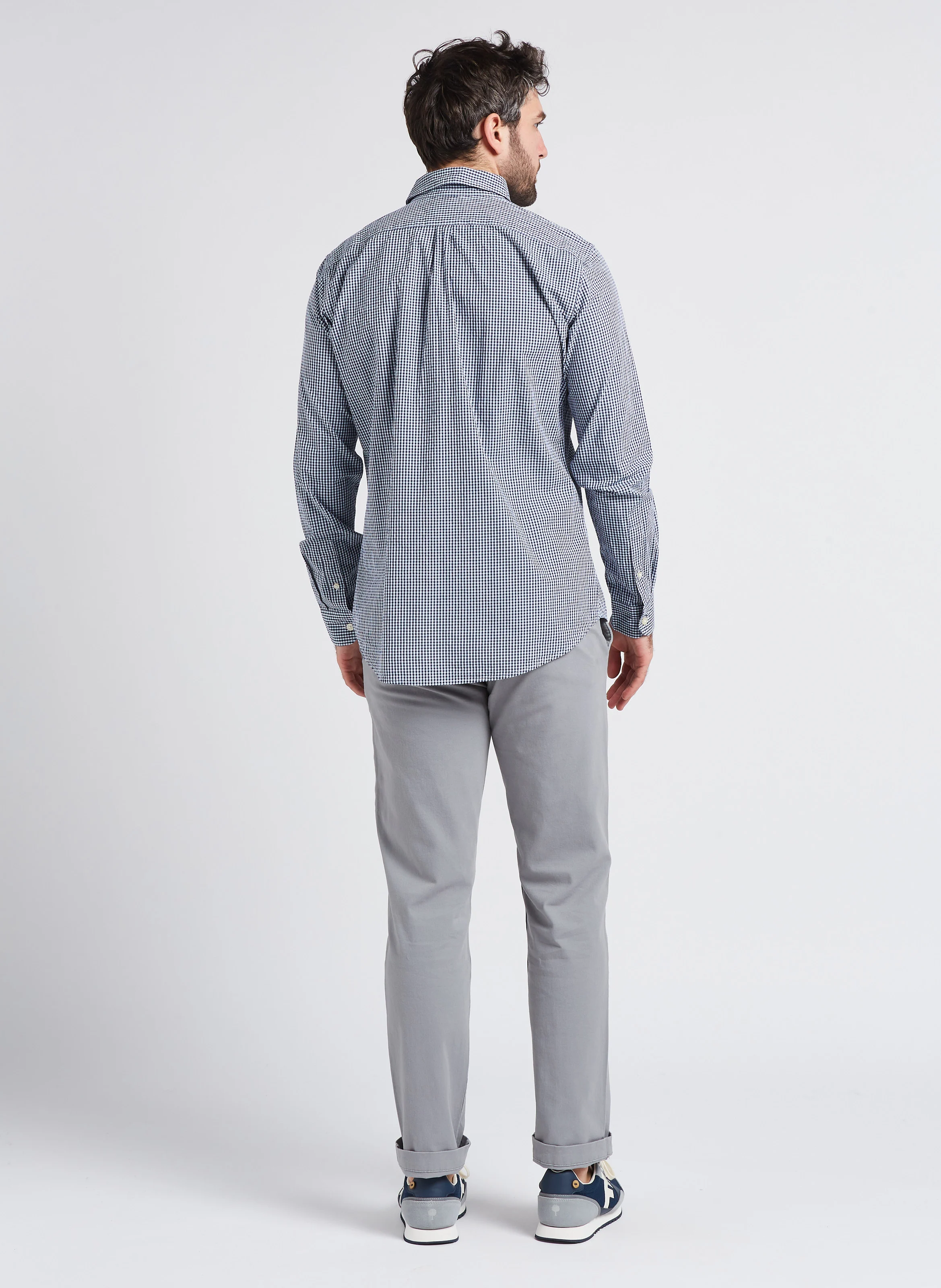 Pantalon slim en coton mélangé | Gris