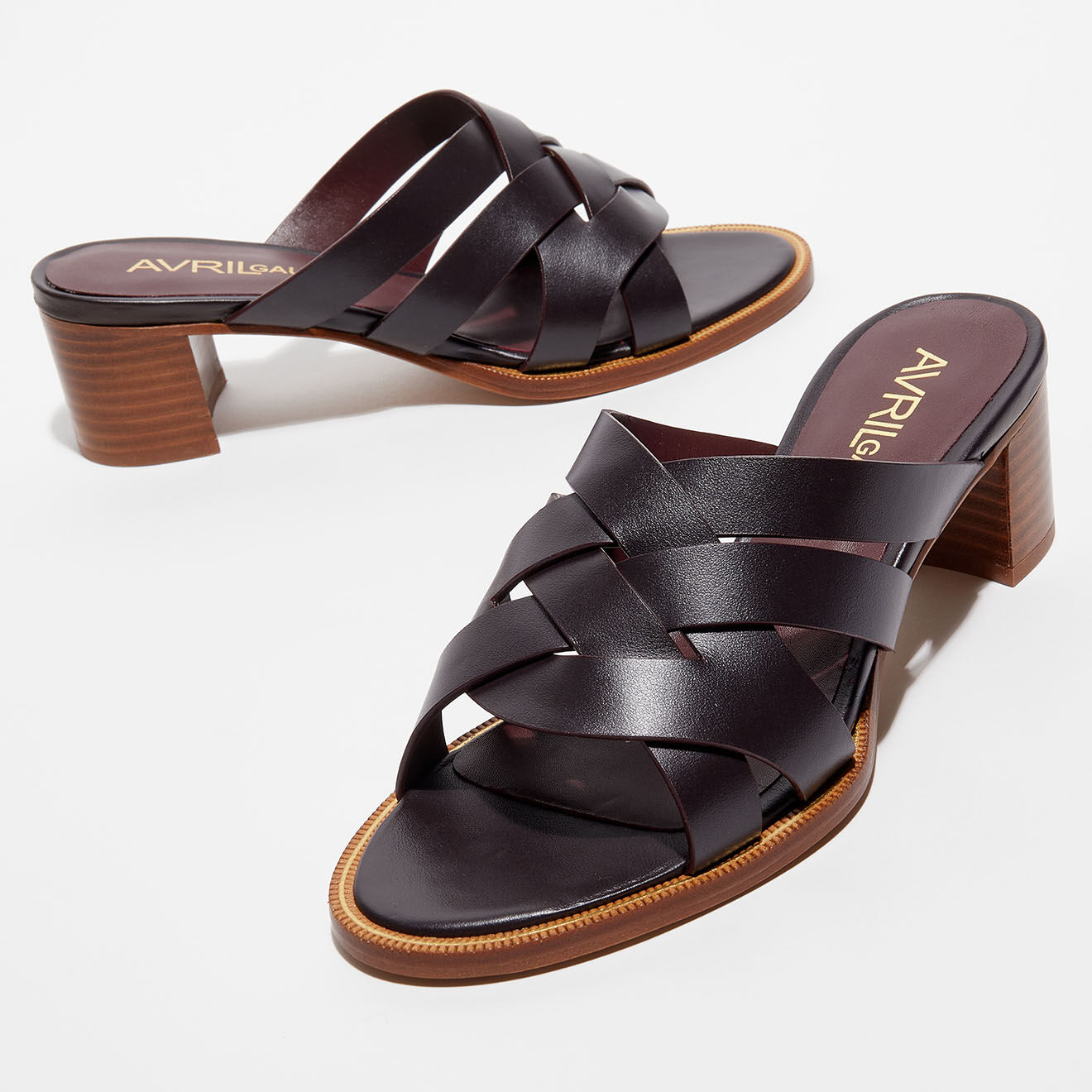 Avril Gau Mules en Cuir Pulan bordeaux - Talon 5,7 cm