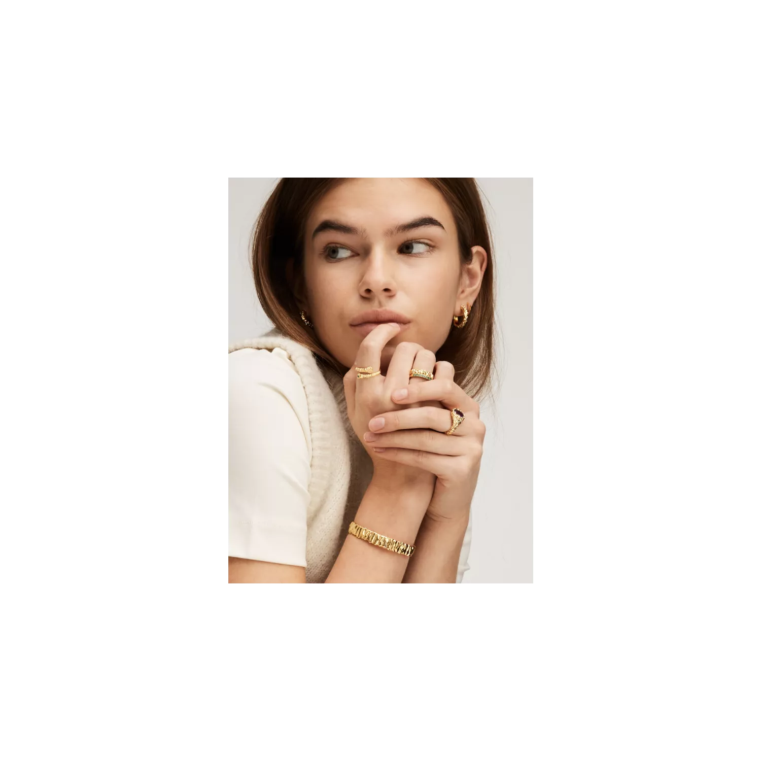 IX Studios Crunchy Nature Ring 22 kt. Forgyldt Sølv DMN0315GDGR