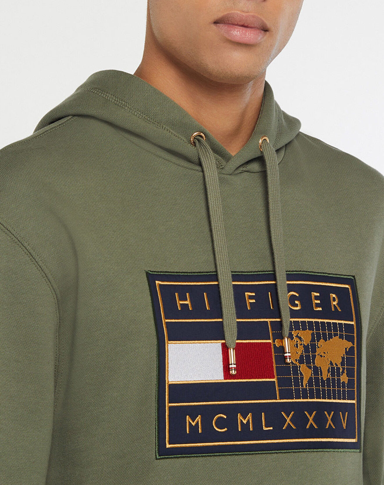 Tommy Hilfiger Sweat 100% Coton Bio Icon Badge kaki