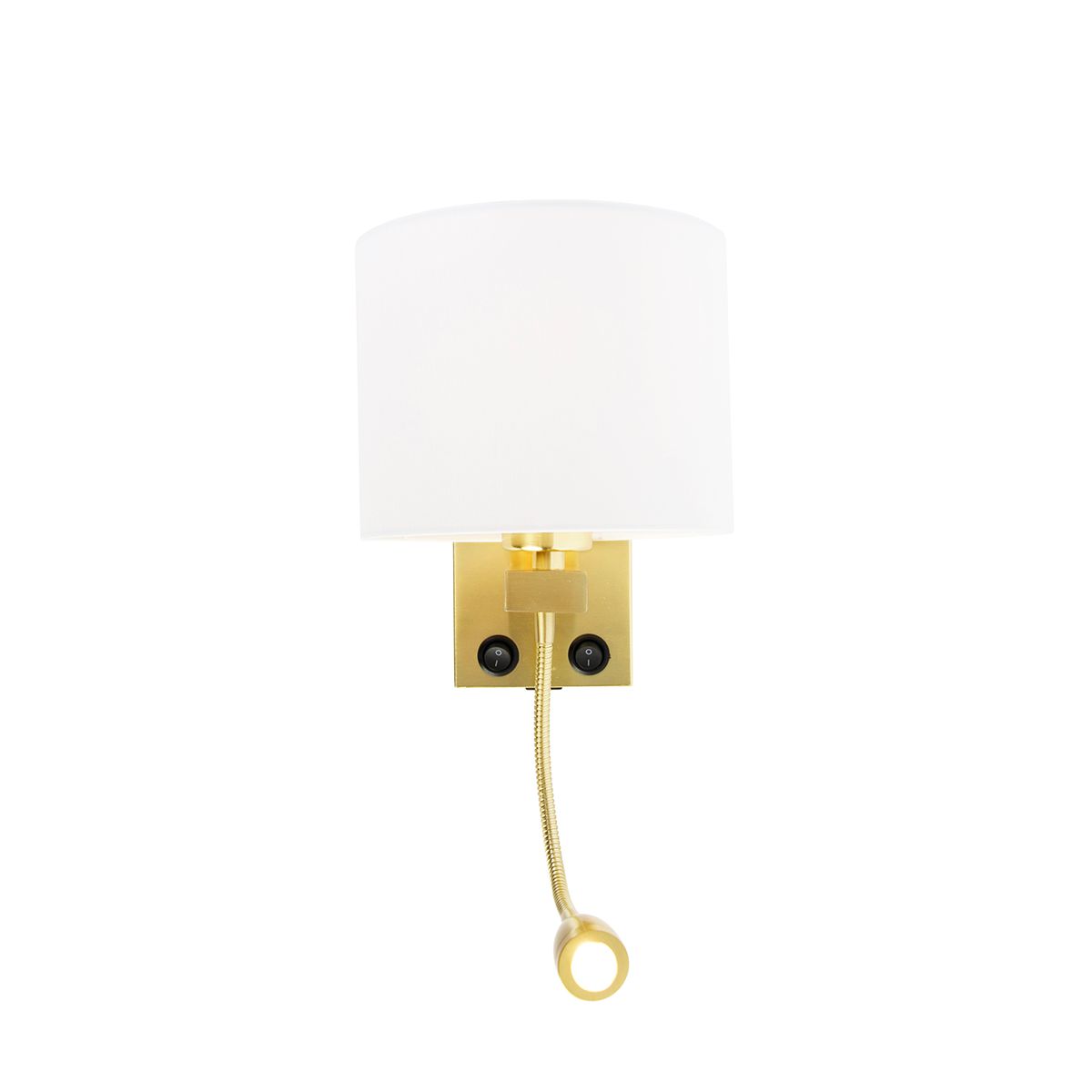 Wandlamp goud met USB en kap wit 18 cm - Brescia Combi