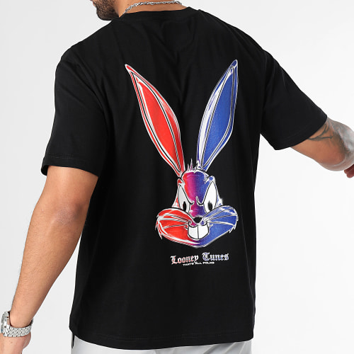 Tee Shirt Oversize Large Angry Bugs Bunny Chrome Color Blue Orange Noir