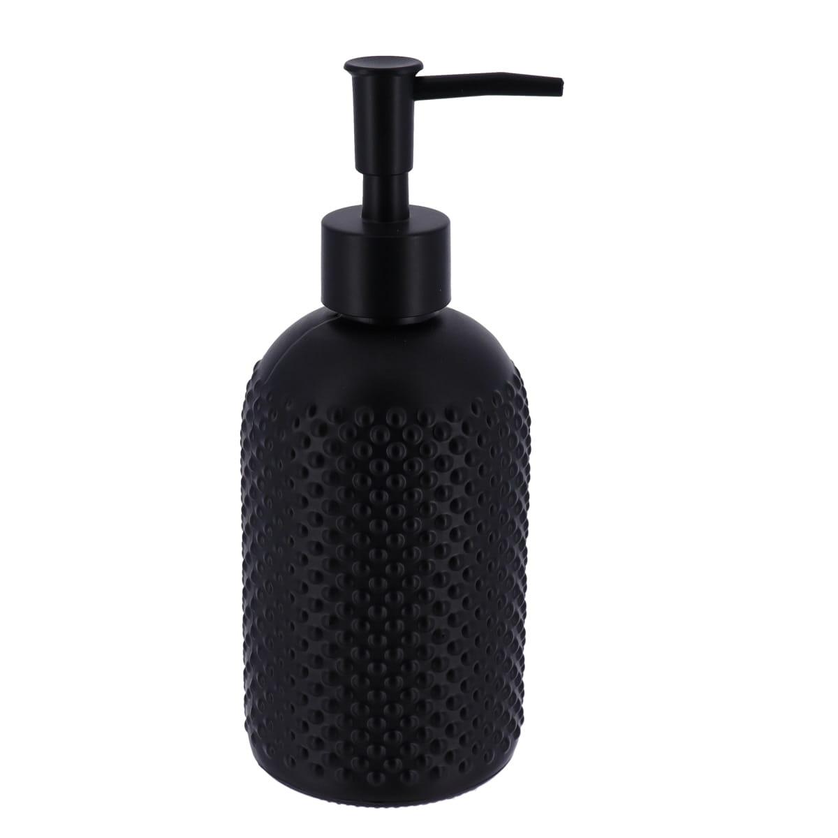 DISTRIBUTEUR A SAVON ROND VERRE MOTIFS POINTS 410ML NOIR