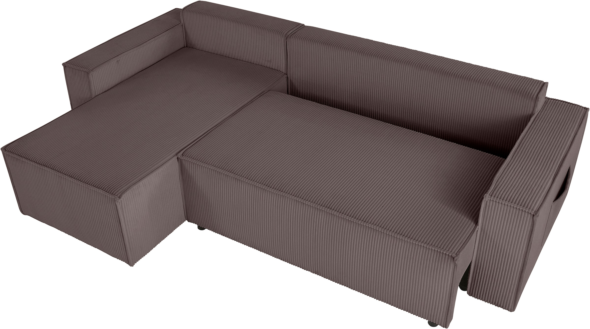 GOODproduct Ecksofa »CASSI, 241cm, L-Form, Schlafsofa, Bettkasten, Boxspringfederung, Cord« Schlaffunktion (133/200) ,Bettkasten, Recamiere links/rechts, Cord