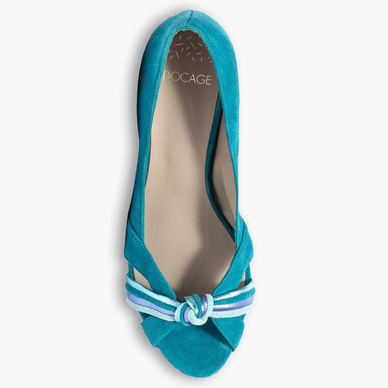 Bocage Escarpins en Velours de Cuir Didier turquoise - Talon 6 cm
