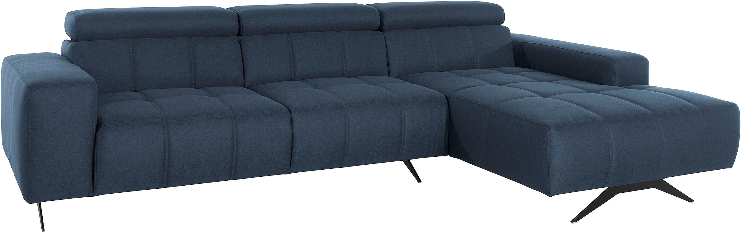 DOMO collection Ecksofa »Trento L-Form, mit Kufenfuss oder Einzelfuss« wahlweise mit Kopfteilverstellung, Recamiere links/rechts bestellbar