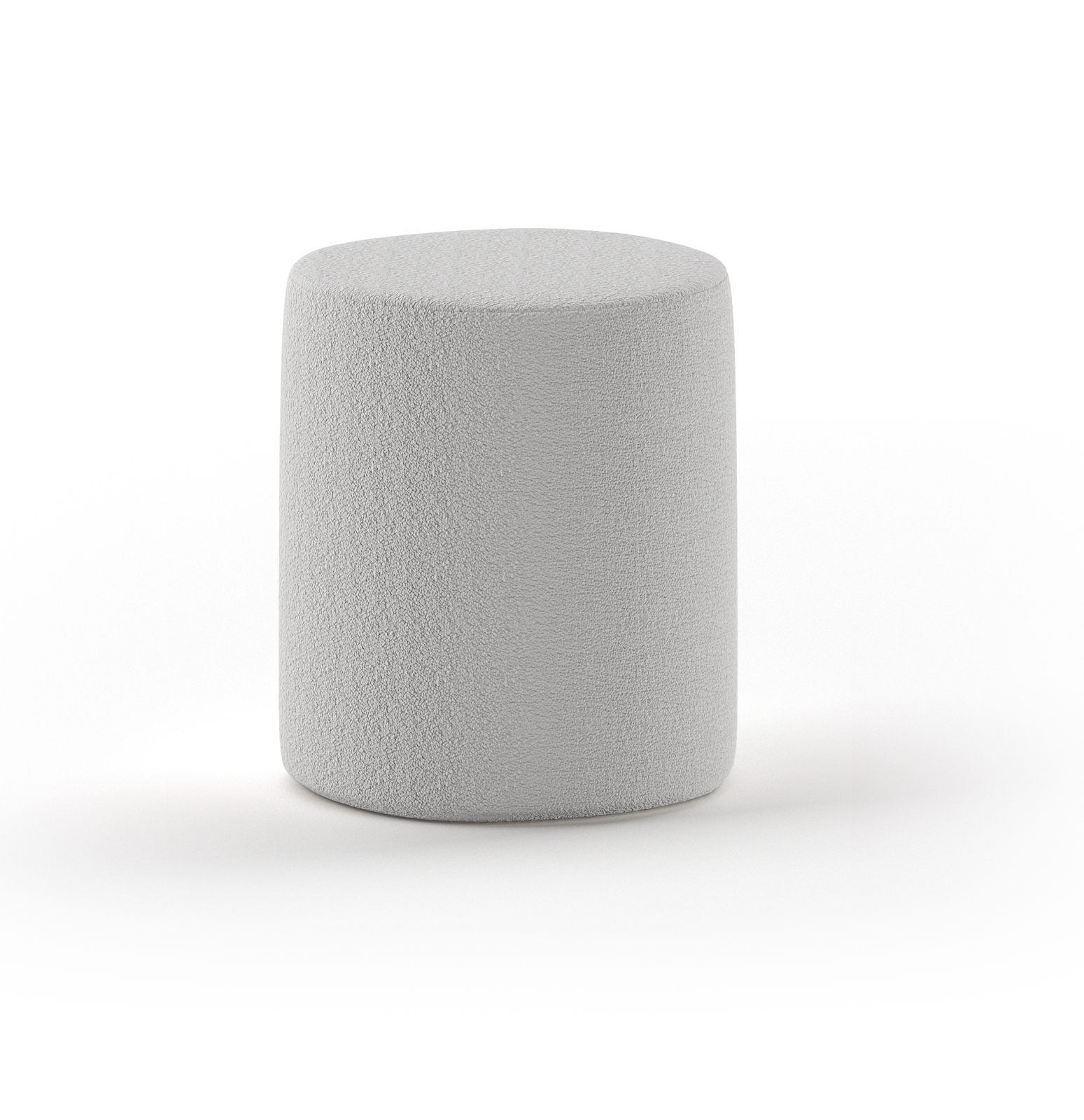 Polsterhocker-Nachttisch MOON - grau - Bouclé Stoff - Ø 41 cm