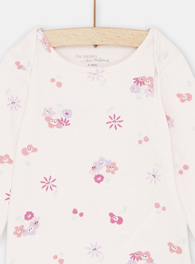 Body rose clair à imprimé fleuri bébé fille