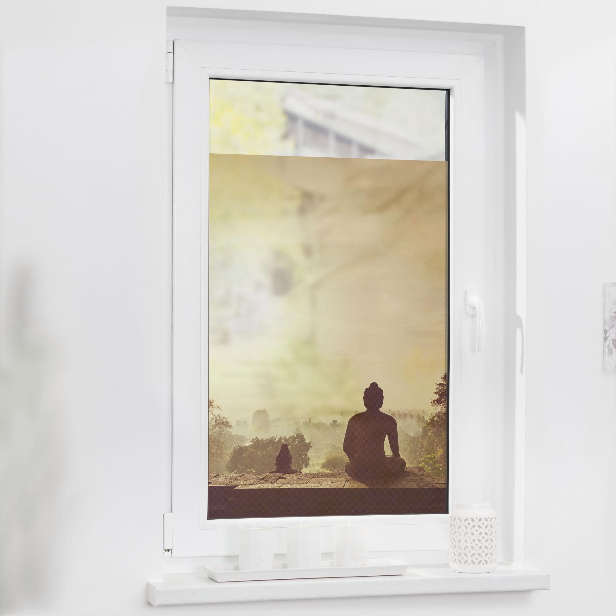 LICHTBLICK ORIGINAL Fensterfolie »Tempel Borobudur« 1 Stk. blickdicht strukturiert Klebepunkte selbstklebend, Sichtschutz