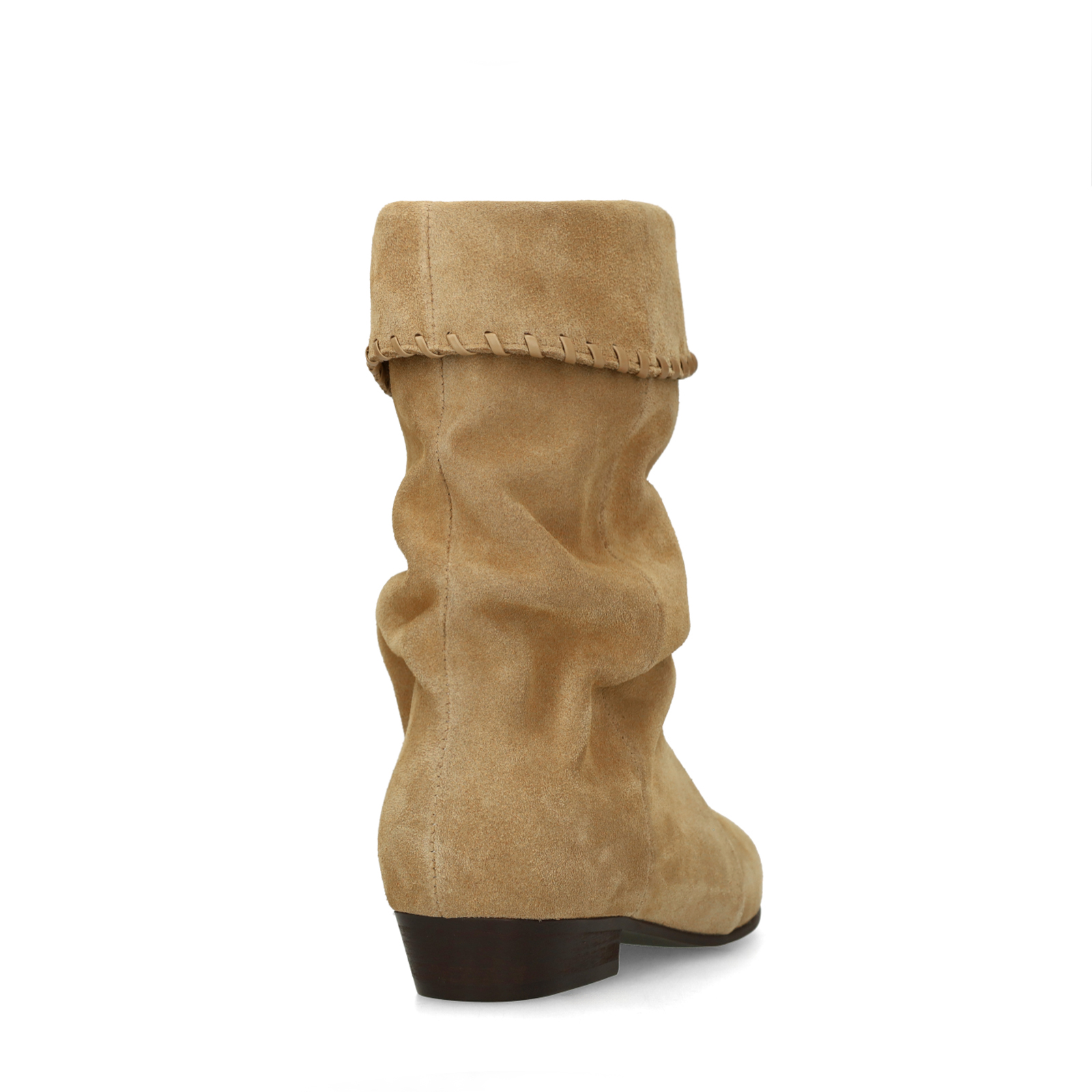 Beige suède slouchy enkellaarsjes