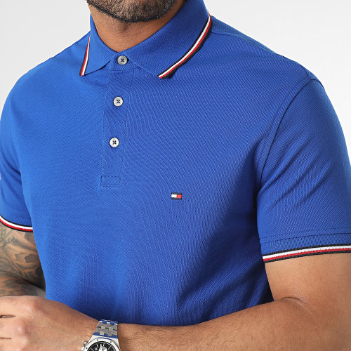 Polo Manches Courtes 1985 RWB Tipped Slim 0750 Bleu Roi
