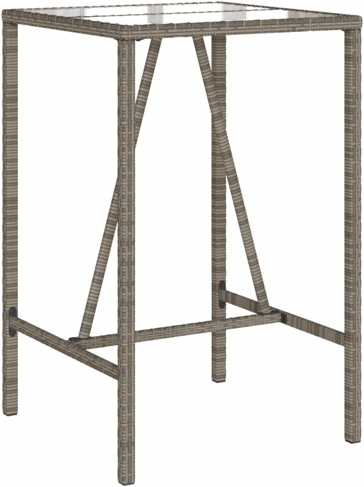 Garten-Bartisch Grau 70x70x110 cm Poly Rattan Bartisch, Bistrotisch Bartheke für Hausbar, Wohnzimmer und Esszimme