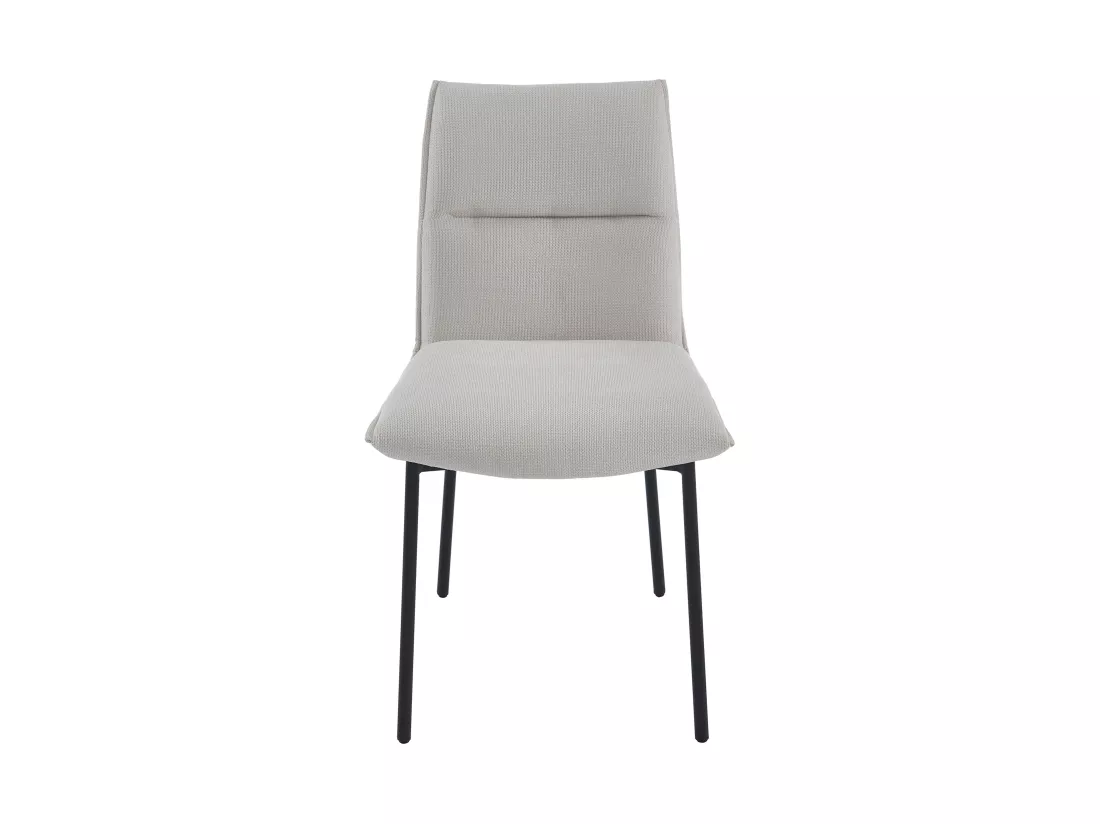 Lot de 2 chaises en tissu et métal noir - Crème - ETIVAL