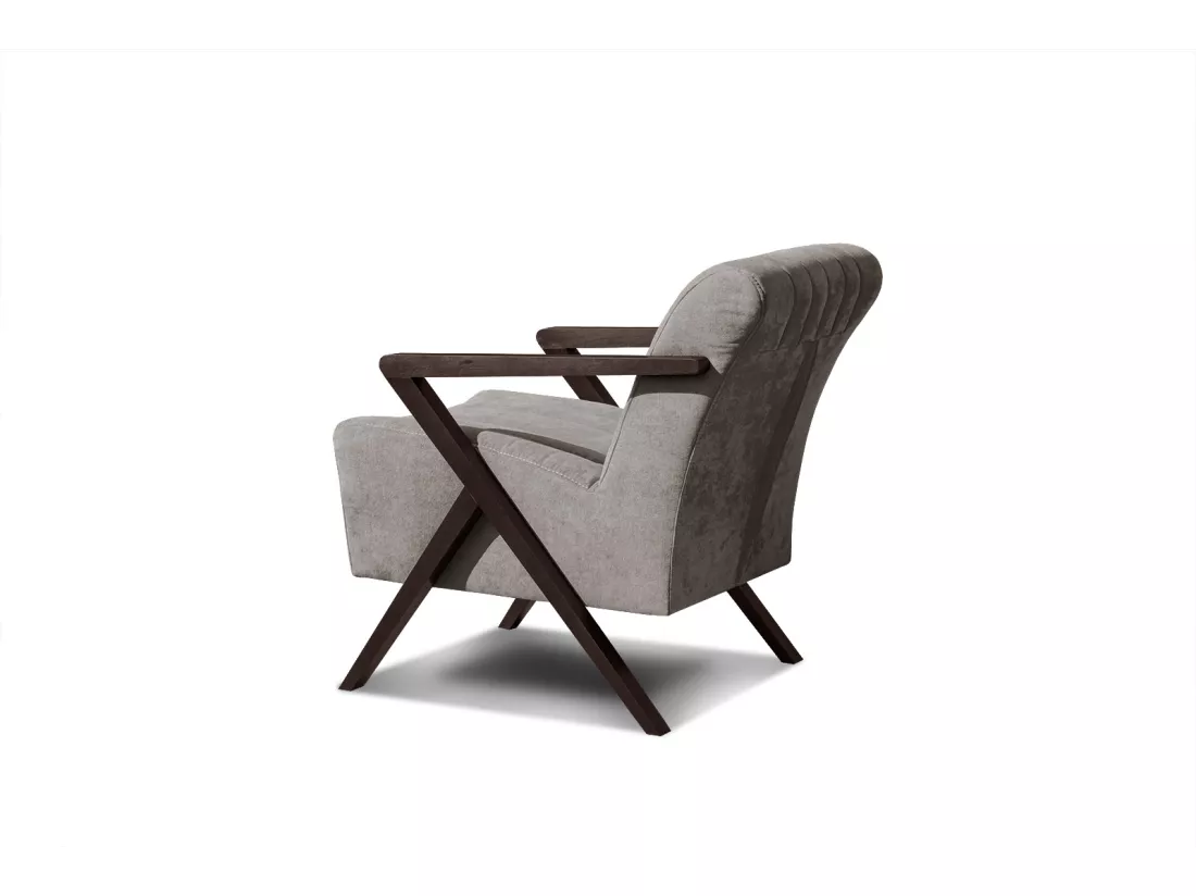 Fauteuil fixe Lebron, tissu taupe