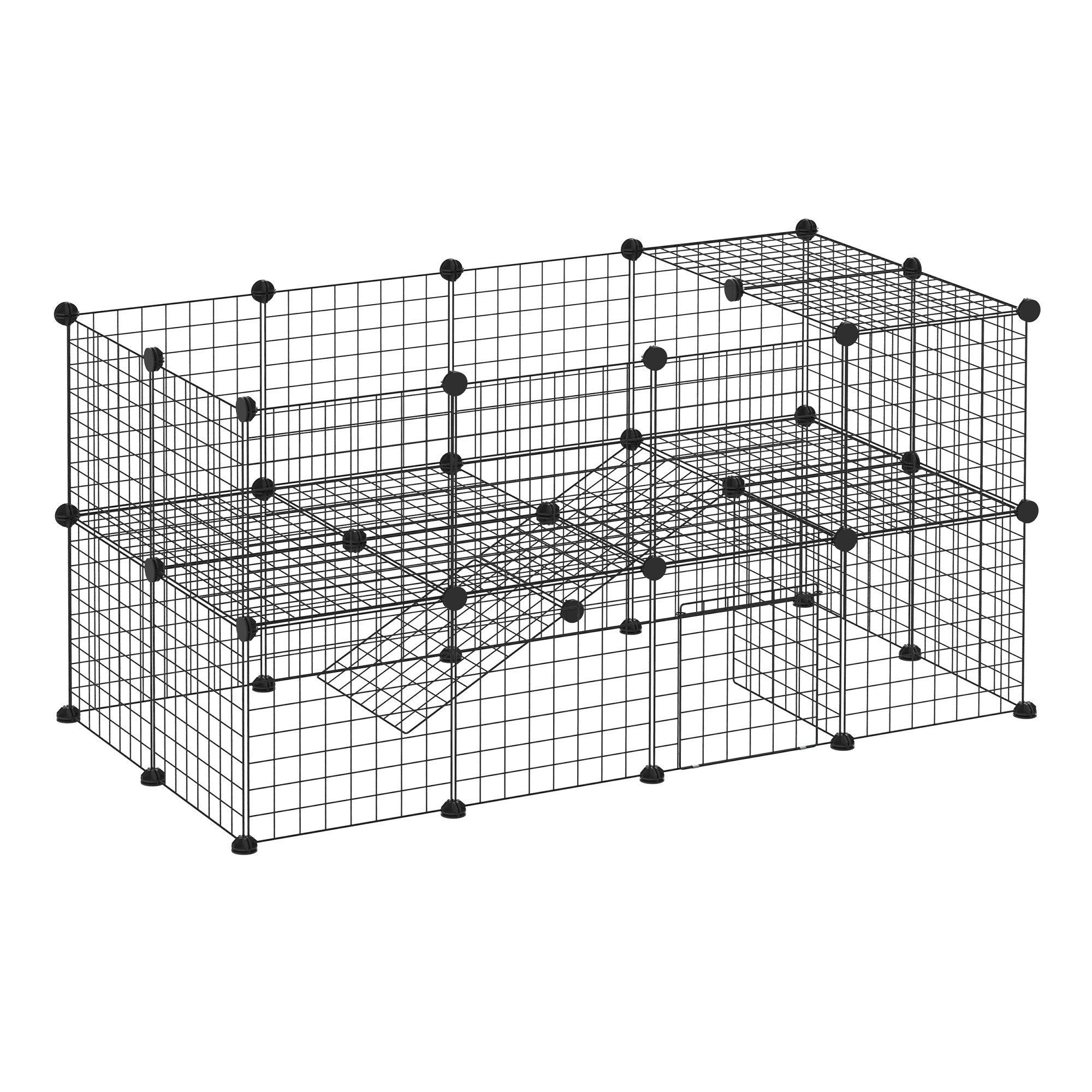 PawHut Laufgitter für kleine Haustiere schwarz 146 x 73 x 73 cm (LxBxH)