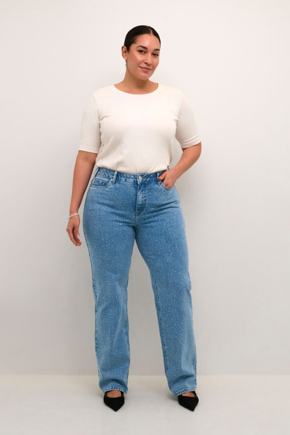 Kaffe Curve KCthura Embellish Jeans Medium blue denim