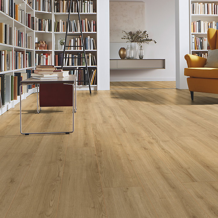 Sol stratifié à clipser Amersham naturel 8 mm L.138 x l.19,3 cm GoodHome